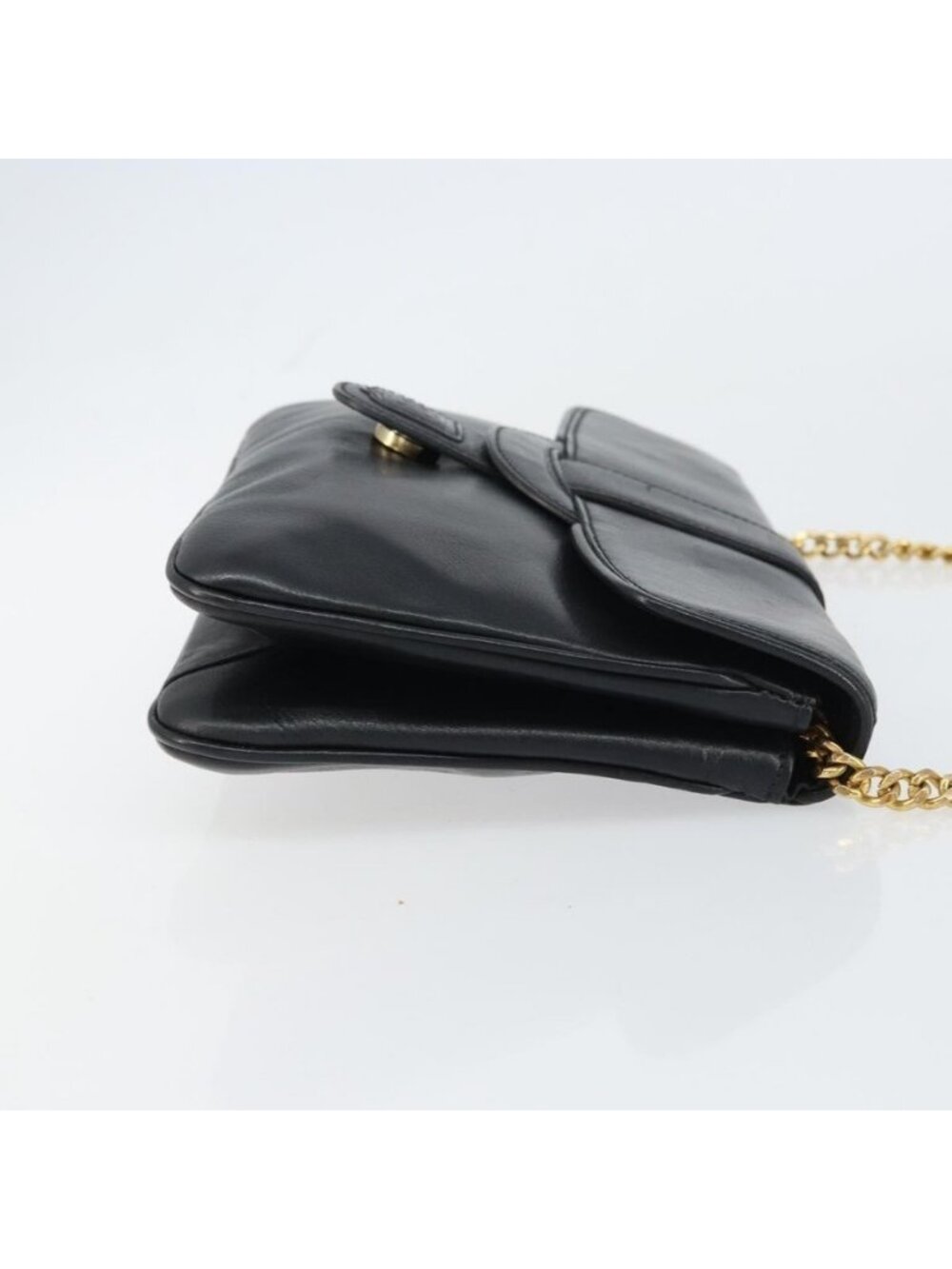 Authentic CELINE Chain Shoulder Bag Leather Black Gold - Picture 10 of 16